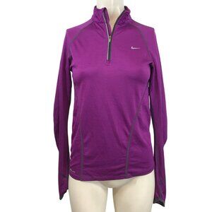 NIKE - WOMEN'S SMALL - PURPLE LONG SLEEVE 1/4 ZIP DRI-FIT TOP - 339362-511